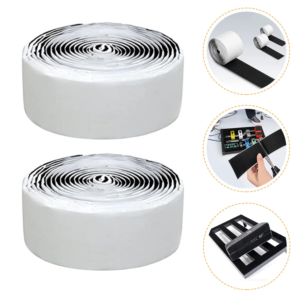 

2 Rolls Guitar Pedal Mounting Tape Hook Loop Strip Flexible Size Cuttable for Pedal Board Electric Guitar Accessory Tape