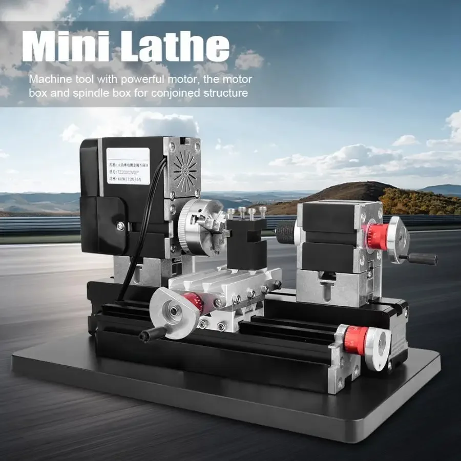 5A 60W 100-240V CNC Mini Metal Lathe DIY Woodworking Machine lathe Machine Variable Speed Milling Bench Top Digital 12000RPM/min