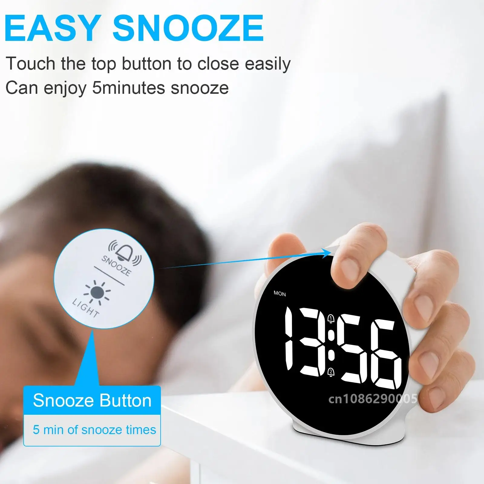 [BR STOCK] Deeyaple Small Digital Alarm Clock LED Desk Travel Electronic 4 inch Clock Dual Alarm Snooze Dimmable Day 12/24H Week