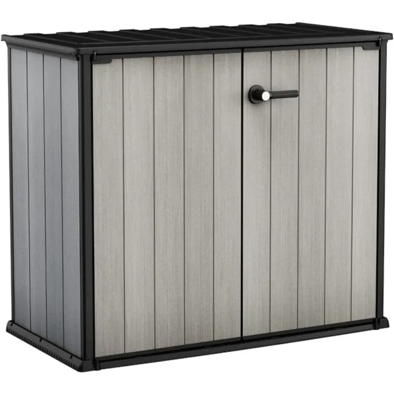 Resin Outdoor Storage Shed with Paintable and Drillable Walls for Customization-Perfect for Yard Tools and Pool Toys