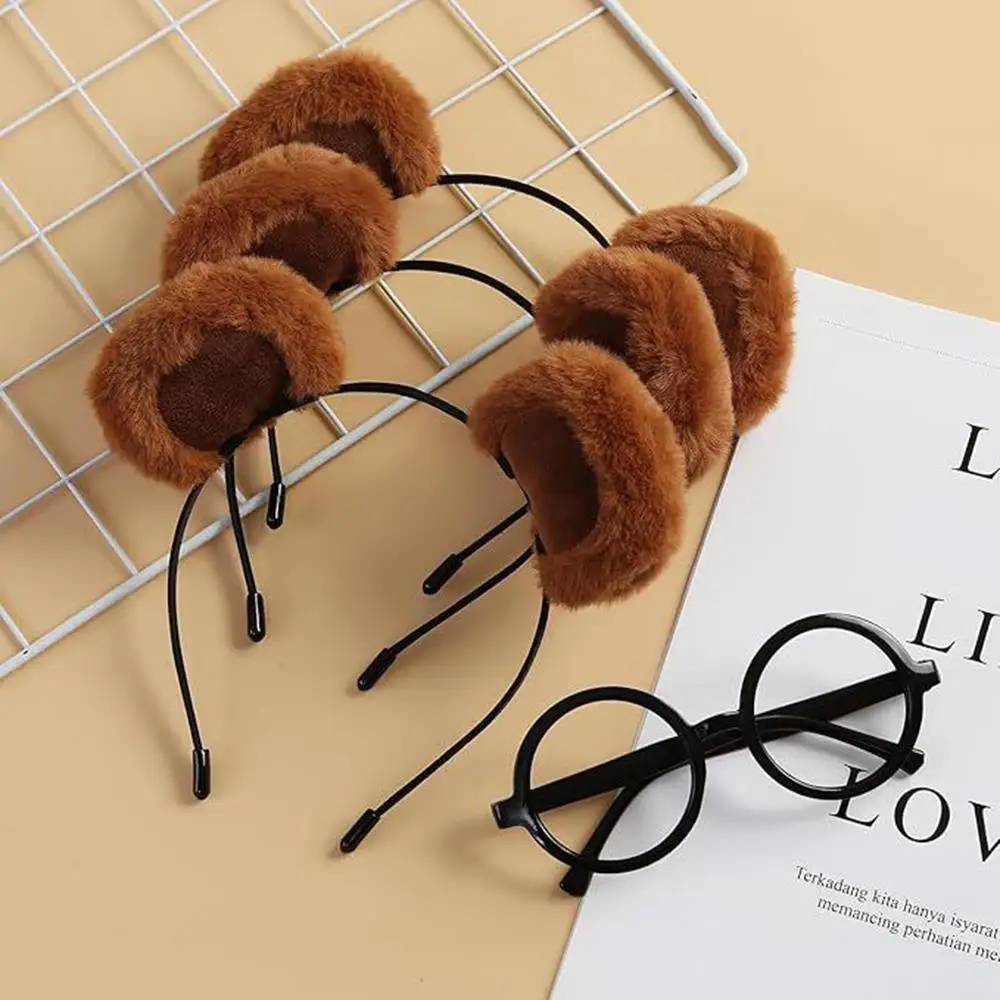 زي تأثيري آذان الدب البني غطاء الرأس آذان الحيوانات القطيفة الشعر هوب لا زلة لوليتا الوحش آذان أغطية الرأس الطرف إكسسوارات الشعر #4