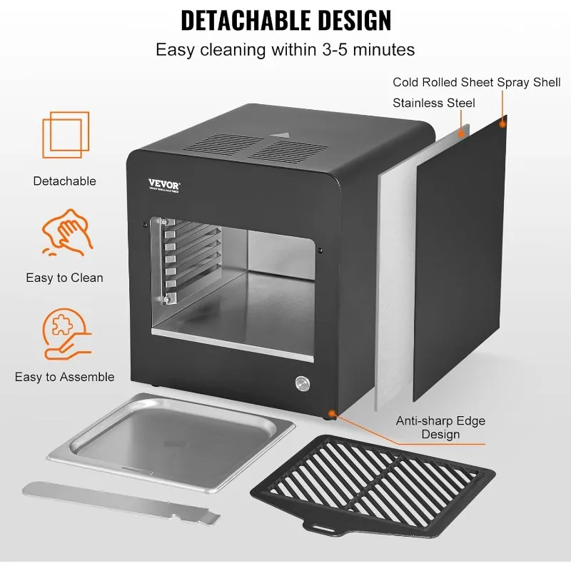 VEVOR Griglia a infrarossi, bistecca elettrica a infrarossi senza fumo da 1800 W, 1450 ° Fornello per bistecche in acciaio inossidabile