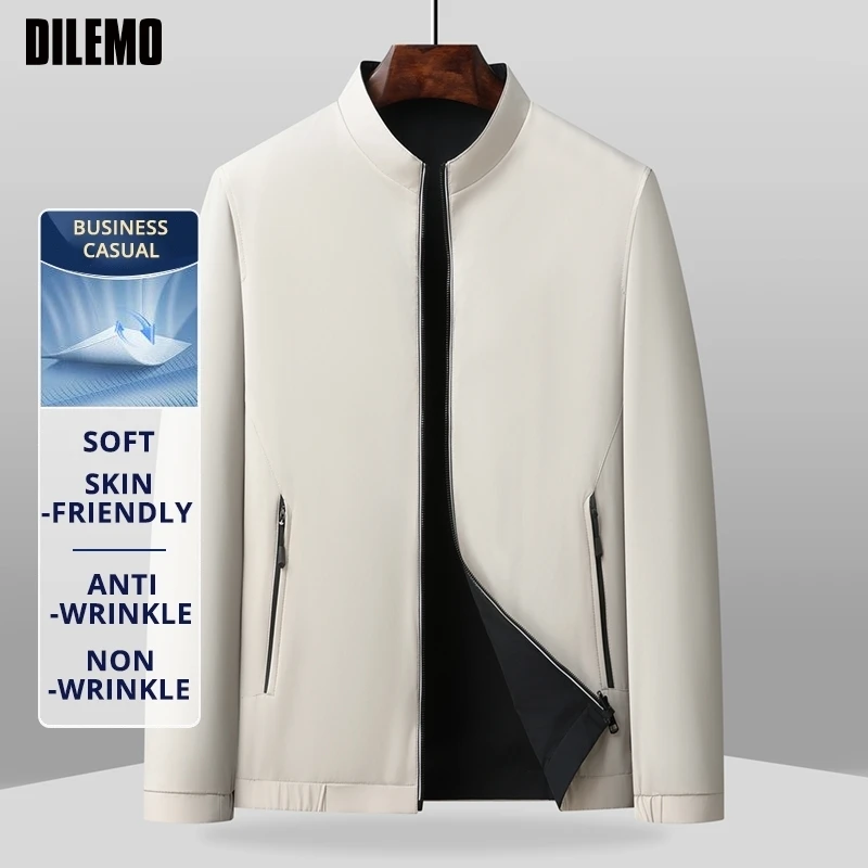 

Top Grade Reversible Anti Wrinkle Men Business Casual Loose Brand Blazer Stand Collar Jacket Windbreaker Lightweight Coats