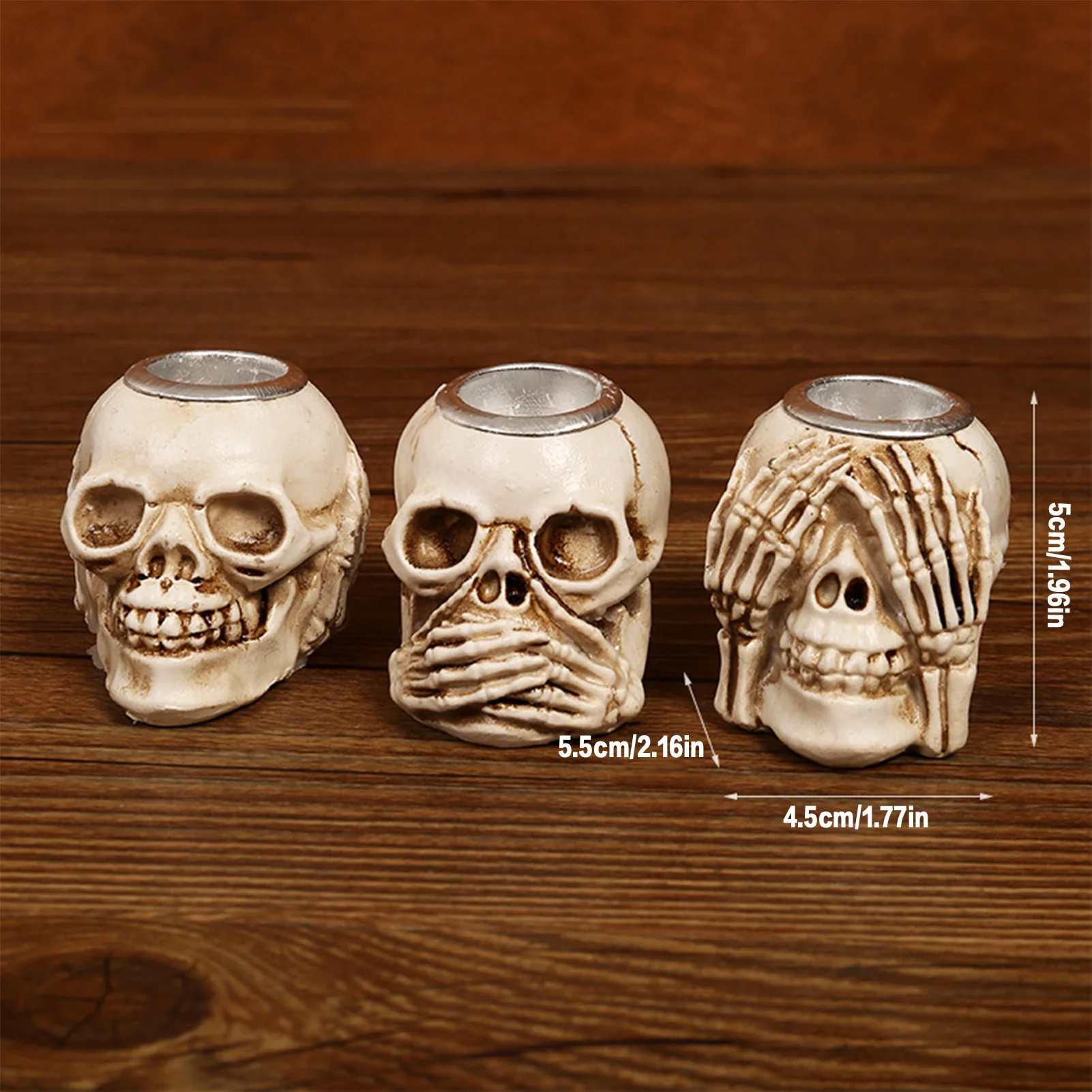 

Halloween Skull Candle Holder Spooky Tealight Cup Gothic Decor Resin Candlestick Crafts for Party Halloween Decoration