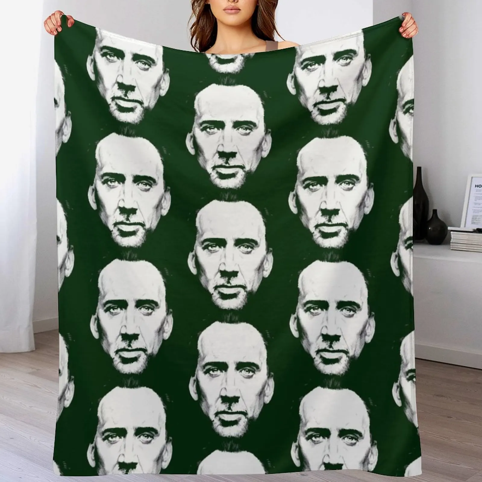 

Nicolas Cage portrait Throw Blanket Decorative Throw Travel Flannel Fabric Shaggy Blankets
