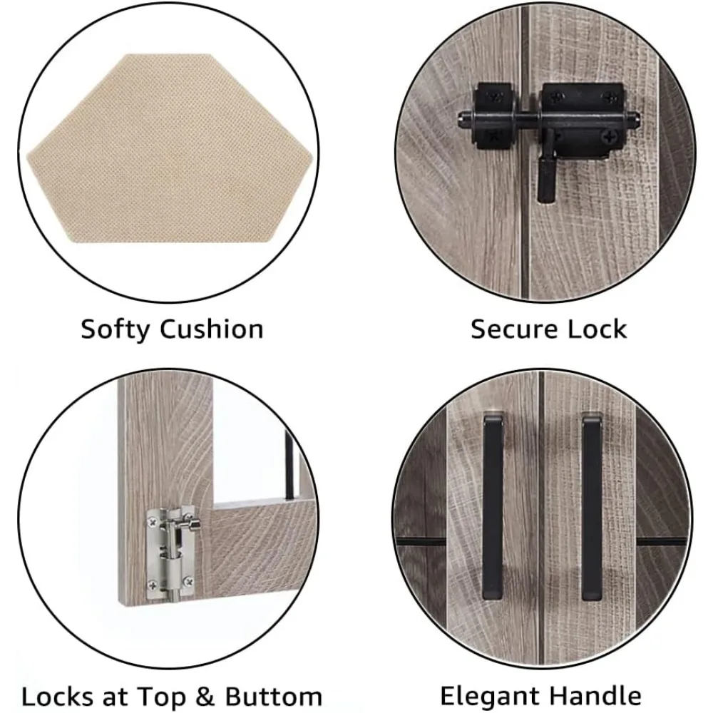 زاوية رف الكلاب والأثاث، طاولة نهاية خشبية زاوية بيت الكلب مع وسادة، طاولة جانبية زاوية للحيوانات الأليفة في الأماكن المغلقة للكلاب، واسعة #4