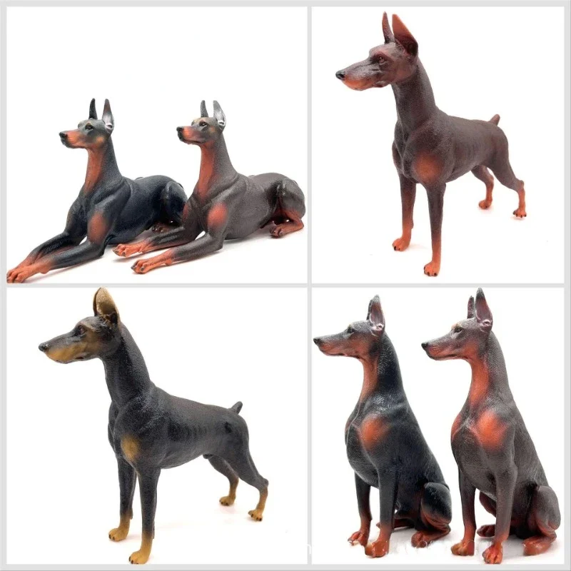 Realistic Solid Animal Simulated Puppy Models: Pitbull, Doberman and Shepherd Pet Dog Toys Figurines