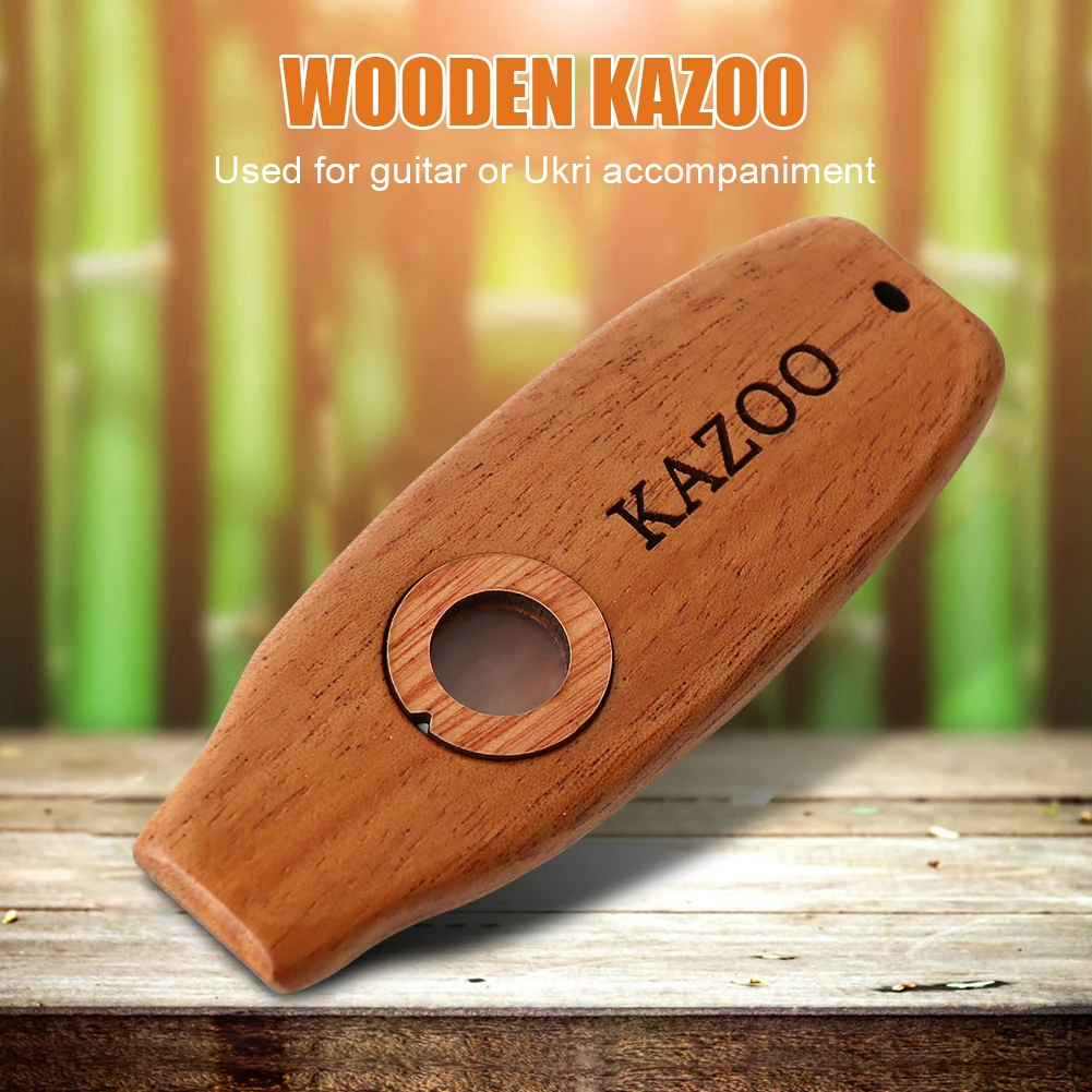 Wooden Kazoo Instruments Portable Wood Harmonica Guitar Ukulele Accompaniment Patry Musical Instrument for Kids Beginner Gift