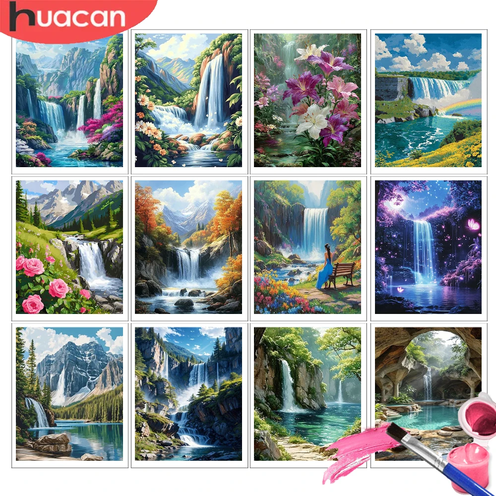 pintura-por-numeros-huacan-para-adultos-paisagem-de-cachoeira-tinta-a-Oleo-colorida-em-tela-pintura-na-parede-natureza-floresta-montanha