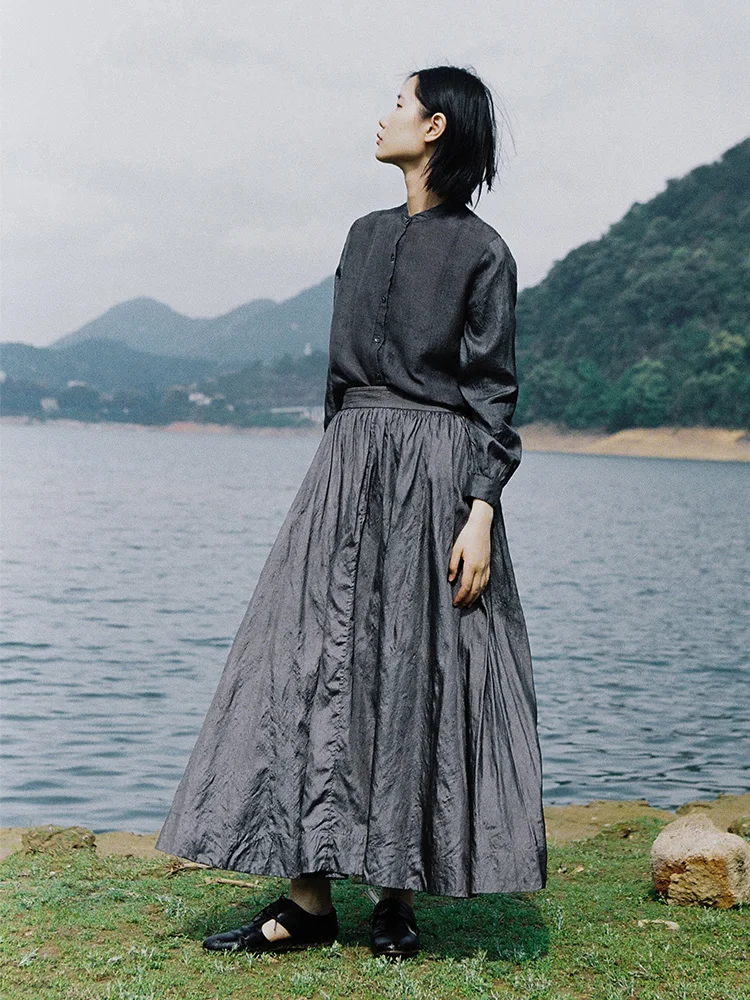 

Женская плиссированная юбка-макси из шелка с растительным принтом, А-силуэт, простой дизайн, средняя талия, для повседневной носки, летний сезон