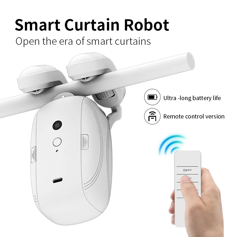 Smart Home Curtains with Remote Button Control Electric Automatic Curtain Motor Automatic Curtain Opener, Quiet Operation
