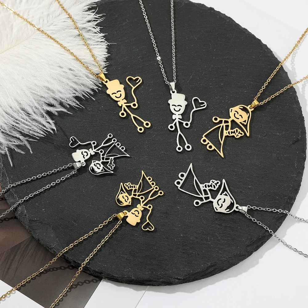 Creative Hollowed-Out Cartoon Pendant Necklace Ins Style Unisex Jewelry Accessories Gift for Party