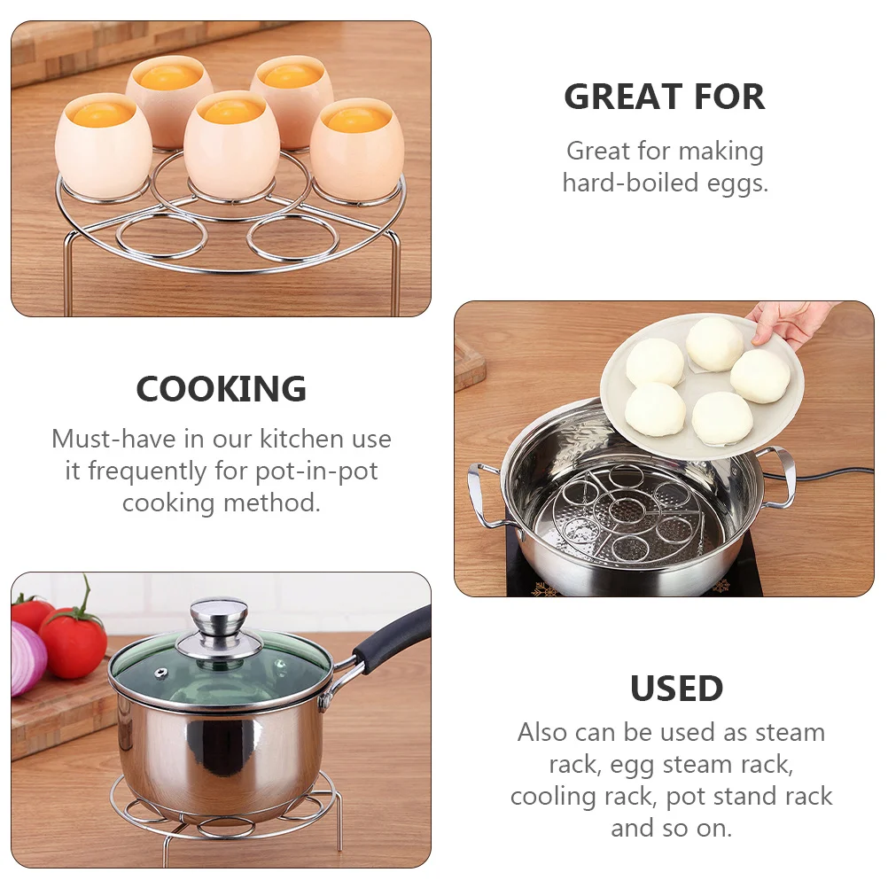 

1Pcs Stainless Steel Egg Steamer Rack Multiuse Kitchen Cookware for Fish Tamales Veggies Pot Stand Cooking Egg Cooker Rack