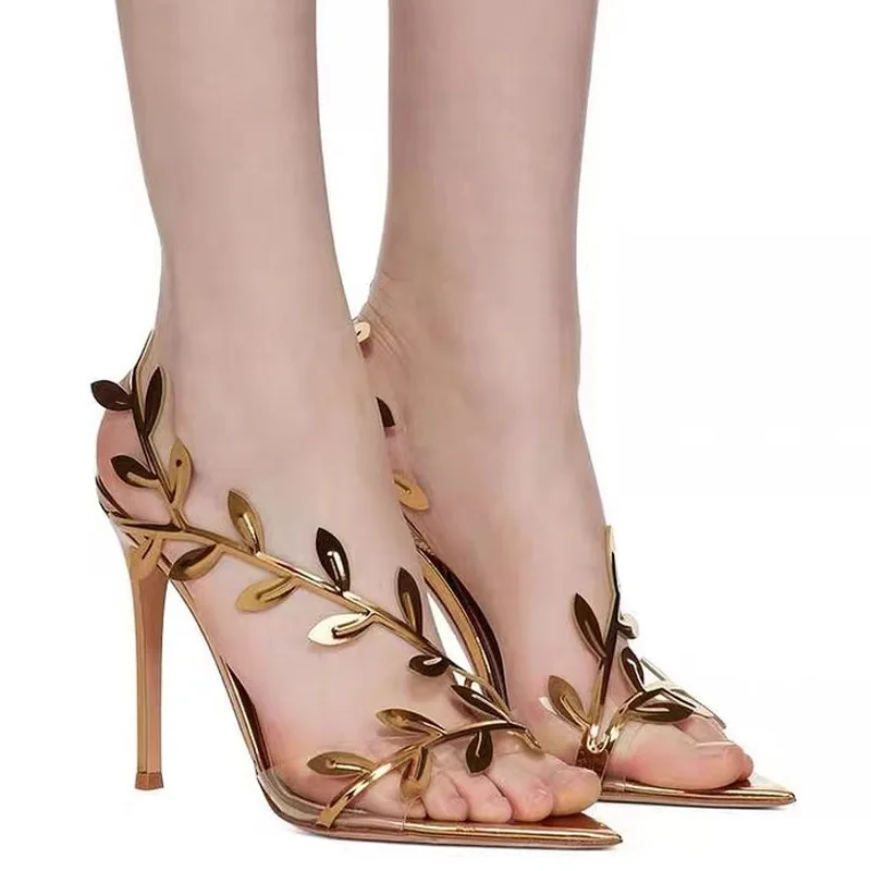 

High Heel Sandals Anti-Slip Thin Heel Sharp Head High Heel Sandals Direct Supply from Home Gold Branch And Jade Leaf