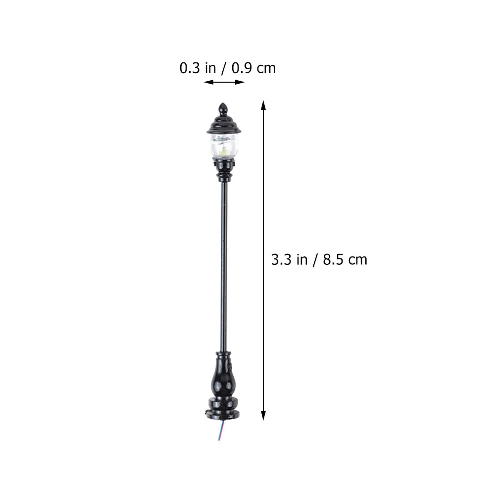 8 Uds. Modelo de hierba luces de jardín decoración de mesa de arena lámpara de calle miniatura negro acero inoxidable más Abs niño