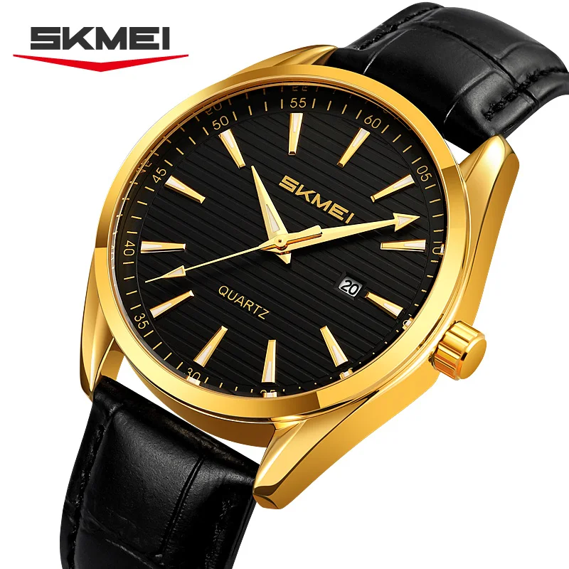 

SKMEI 2490 Top Brand Military Sports Men's Leather Strap Luxury Watches For Men business Quart Movement Watches Montre Homme