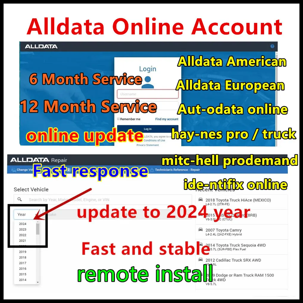 2023 Online Account for Auto-data Alldata European American version Auto All Data Ha-ynes PRO Service Workshop Repair Software