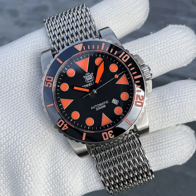 

STEELDIVE Men Automatic Watch 46.5mm Mechanical Wristwatch Military Diver 2000m Waterproof Luminous Sapphire NH35 Ceramic Bezel