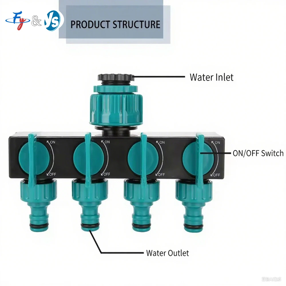 Plastic 4-way Garden Hose Pipe Splitter, Garden Drip Watering Connector Valves, Plastic Hose Adapter Tap Faucet Water Splitter
