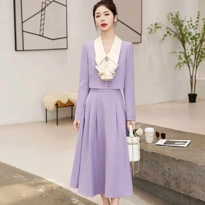 Xiaoxiangfeng Suit Set 2023 primavera autunno moda coreana eleganti giacche corte mezza gonna a vita alta Set di due pezzi per le donne