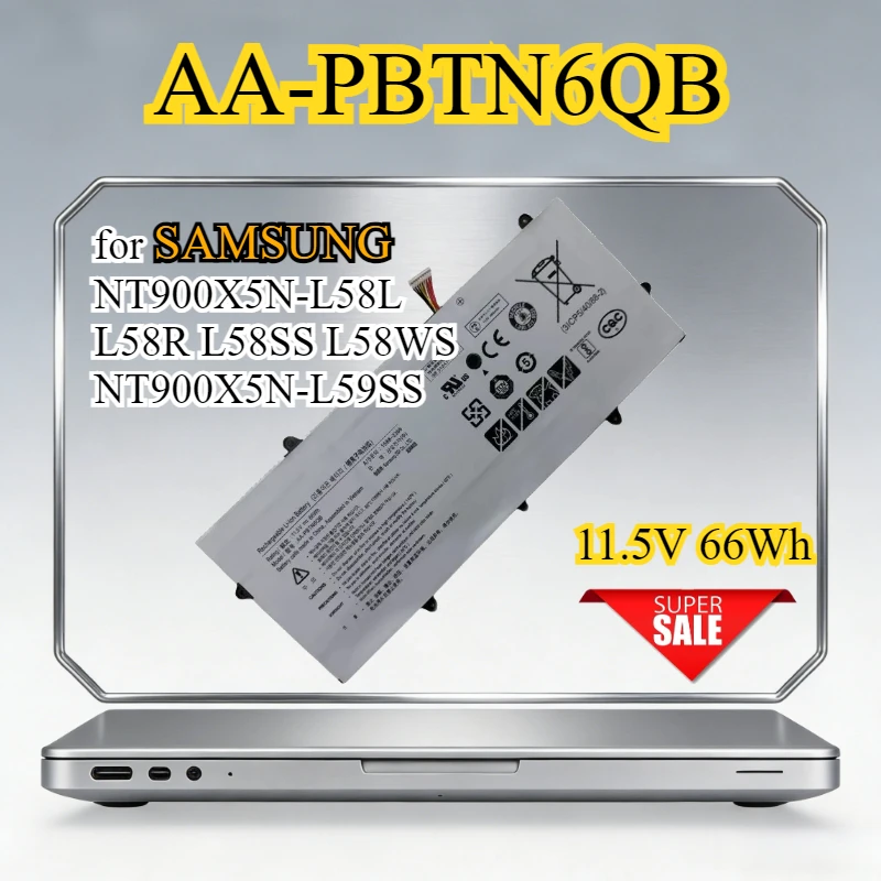 

AA-PBTN6QB Laptop Battery for SAMSUNG NT900X5N-L58L L58R L58SS L58WS NT900X5N-L59SS Replacement Battery 11.1V/11.5V 66Wh 58Wh