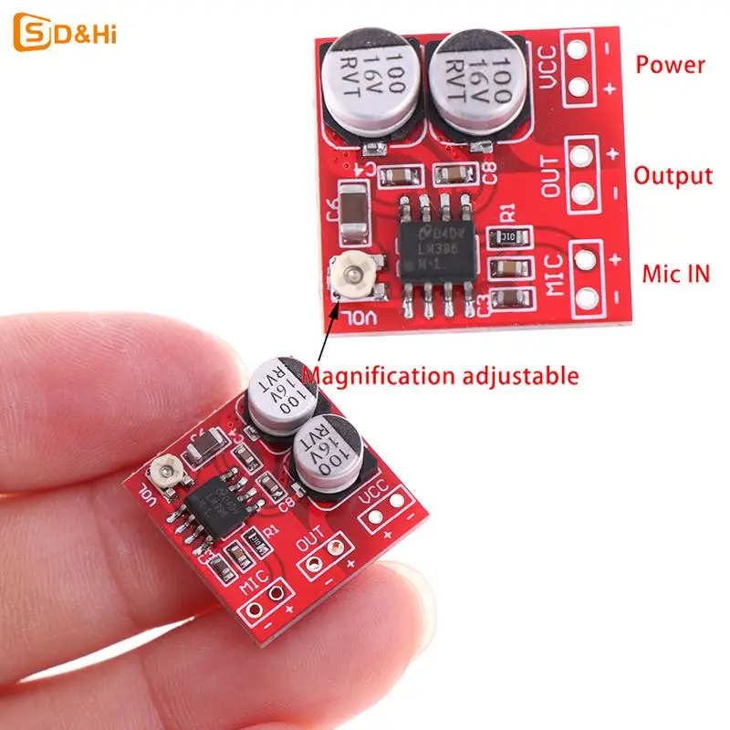 DC 5V-12V LM386 electret microphone power amplifier board gain 200 times mic amp