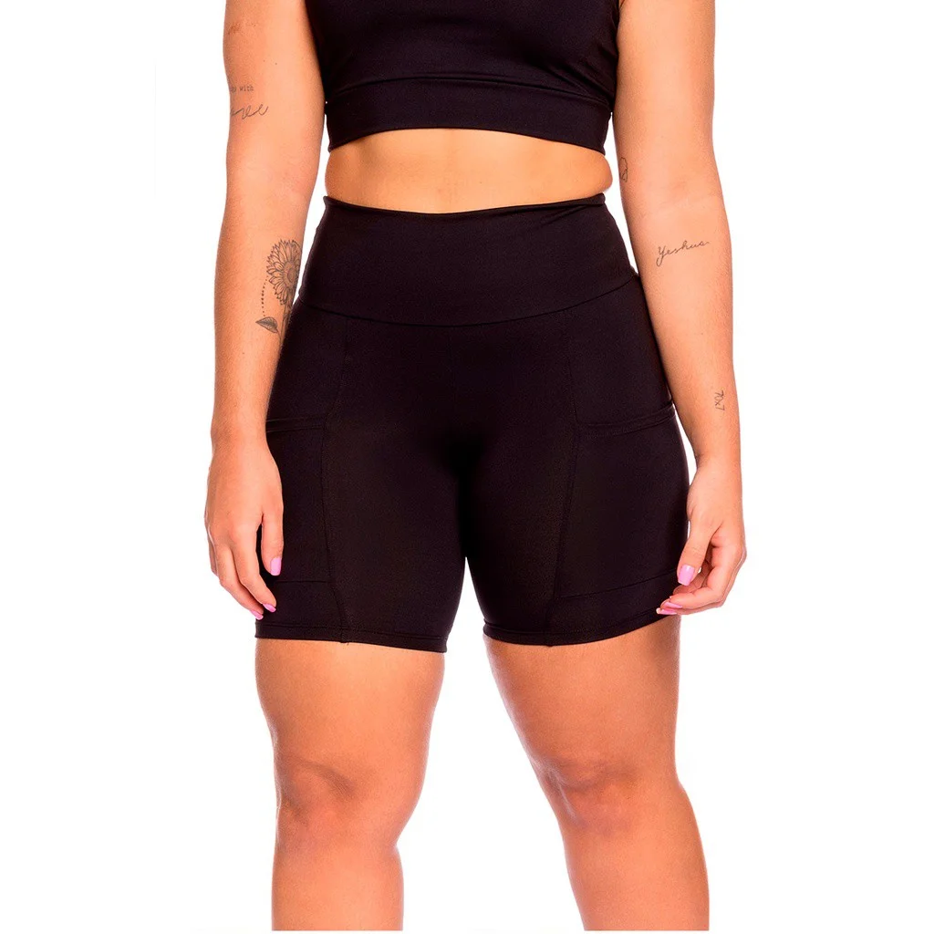 Short High Waist With Side Pockets Black