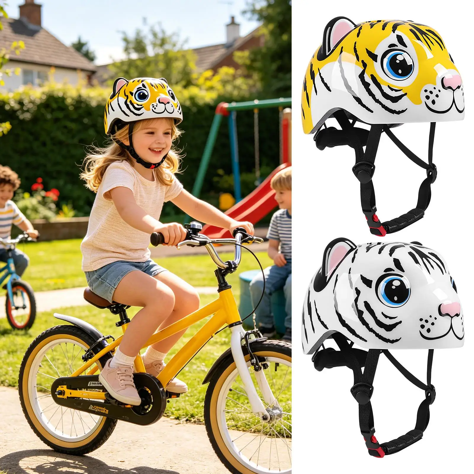 

Bike Helmet For Kids Tiger Pattern Adjustable Cycling Gear Boy Helmet For Kids Ages 2-6 Daily School Outdoor Cycling Commute