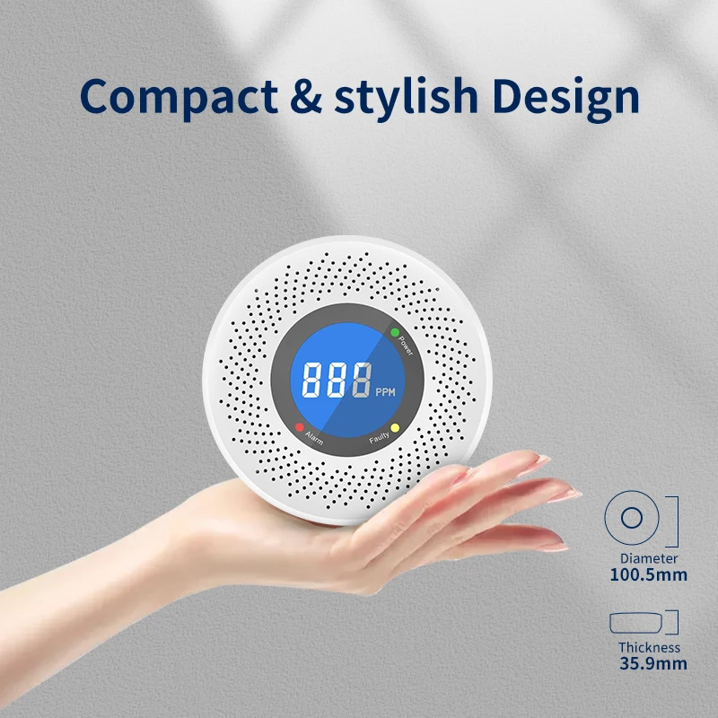 مستشعر إنذار ثاني أكسيد الكربون المستقل كاشف إنذار أول أكسيد الكربون عالي الحساسية تحذير شاشة الكريستال السائل إنذار CO للمنزل