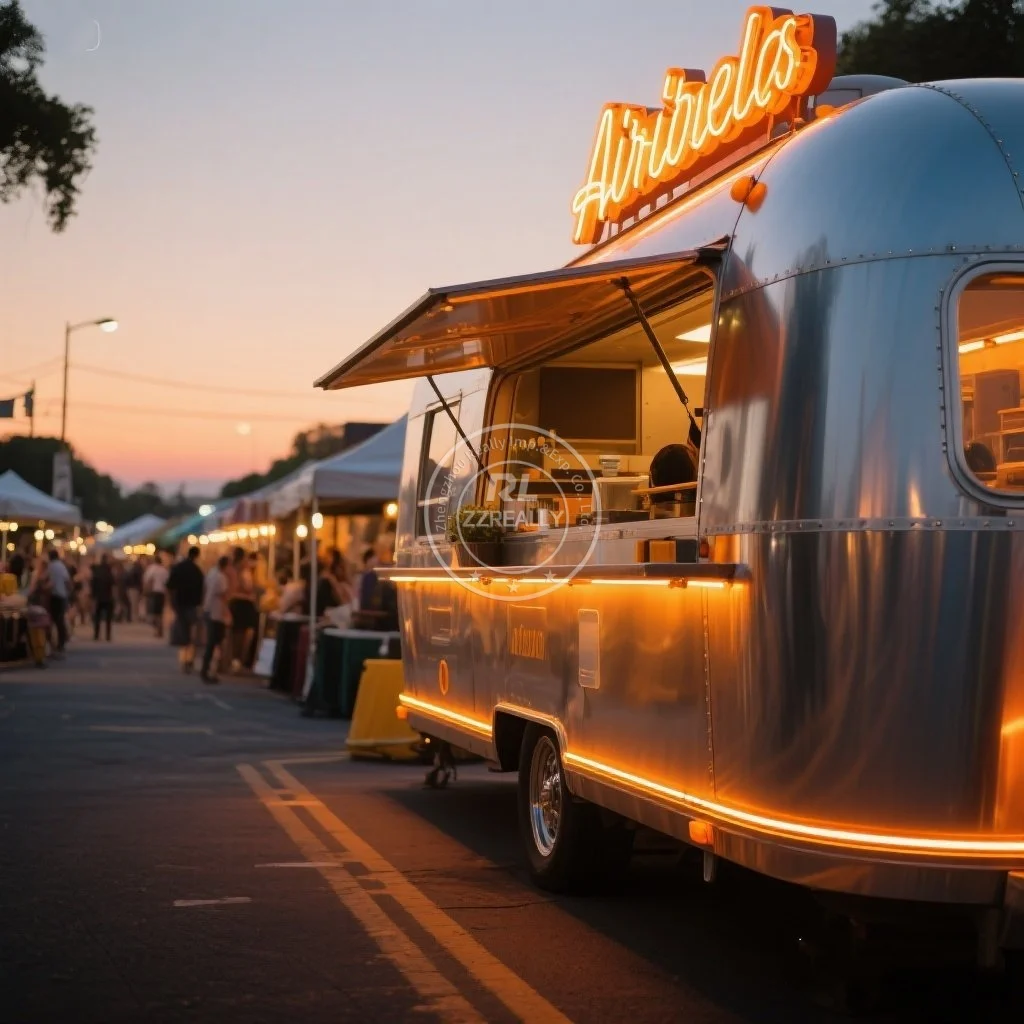 

Customized Air Stream Franchise Catering Mobile Bar BBQ Food Trailer Fully Equipped Ice Cream Coffee Fast Food Truck For Sale