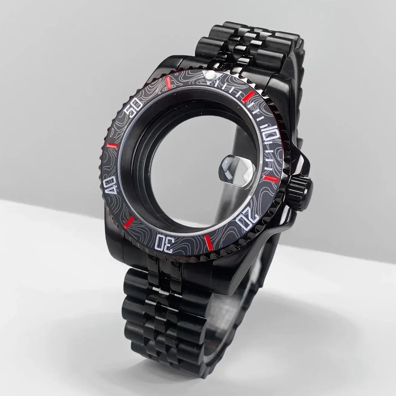 40mm sub/gmt nh35 caixa de relógio preto vidro safira 120 clicks 10atm caixa à prova dwaterproof água para seiko mod peças nh35 movimento 28.5mm dial