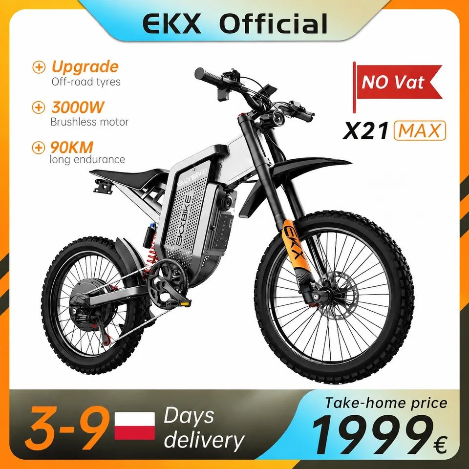 Adult Off‑Road MTB Ebike EKXBIKE X21 Max High Speed Electric Motorcycle With 6000W Brushless Gearless Motors, 60V30AH Lithium Battery, Max Speed Up To 85Kmh image 1