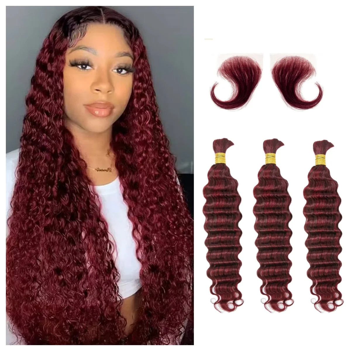 99J Burgundy Deep Wave Bundles 26 Inch Brazilian Weaving  Red Hair Weaving 100% Colored Remy Human Hair Extensions For Women