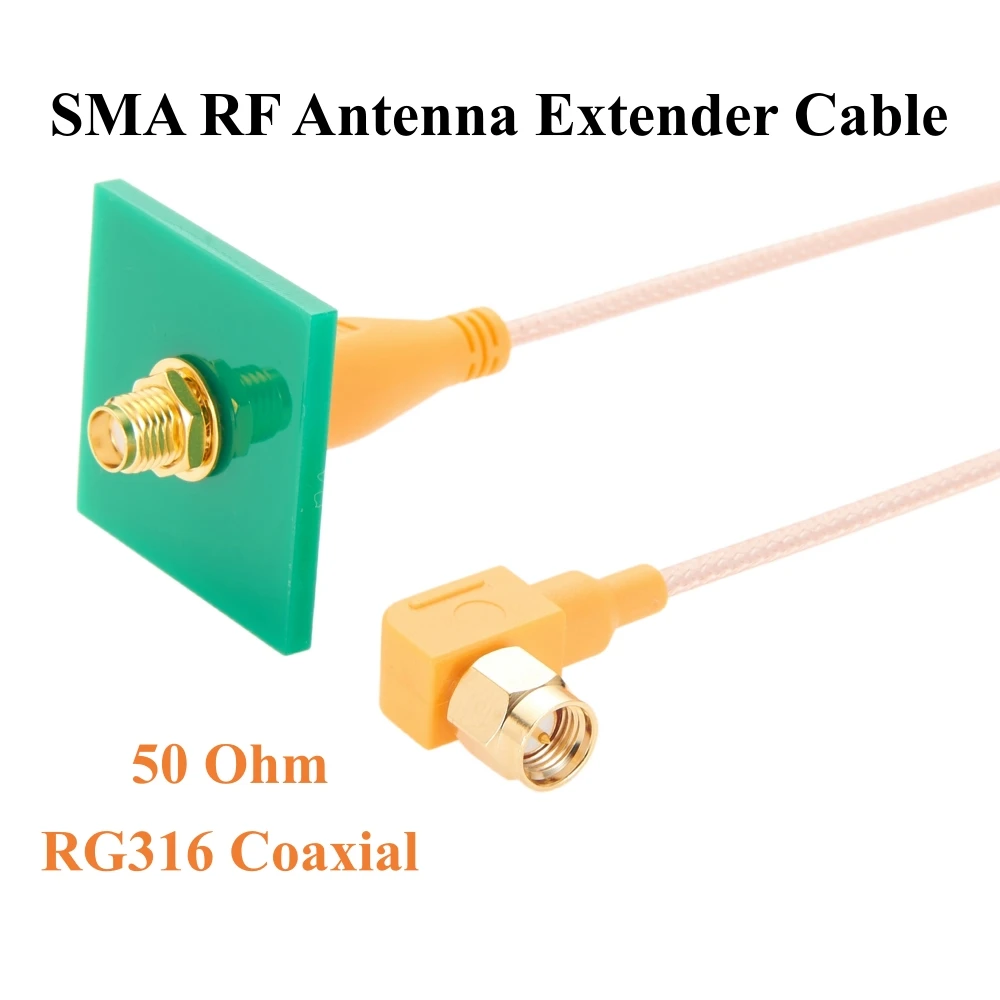 

Right Angle SMA Male to Female RG316 Coaxial Cable 50 Ohm RF Coax Panel Mount Extension Cable for Antenna, WiFi, SDR Radio