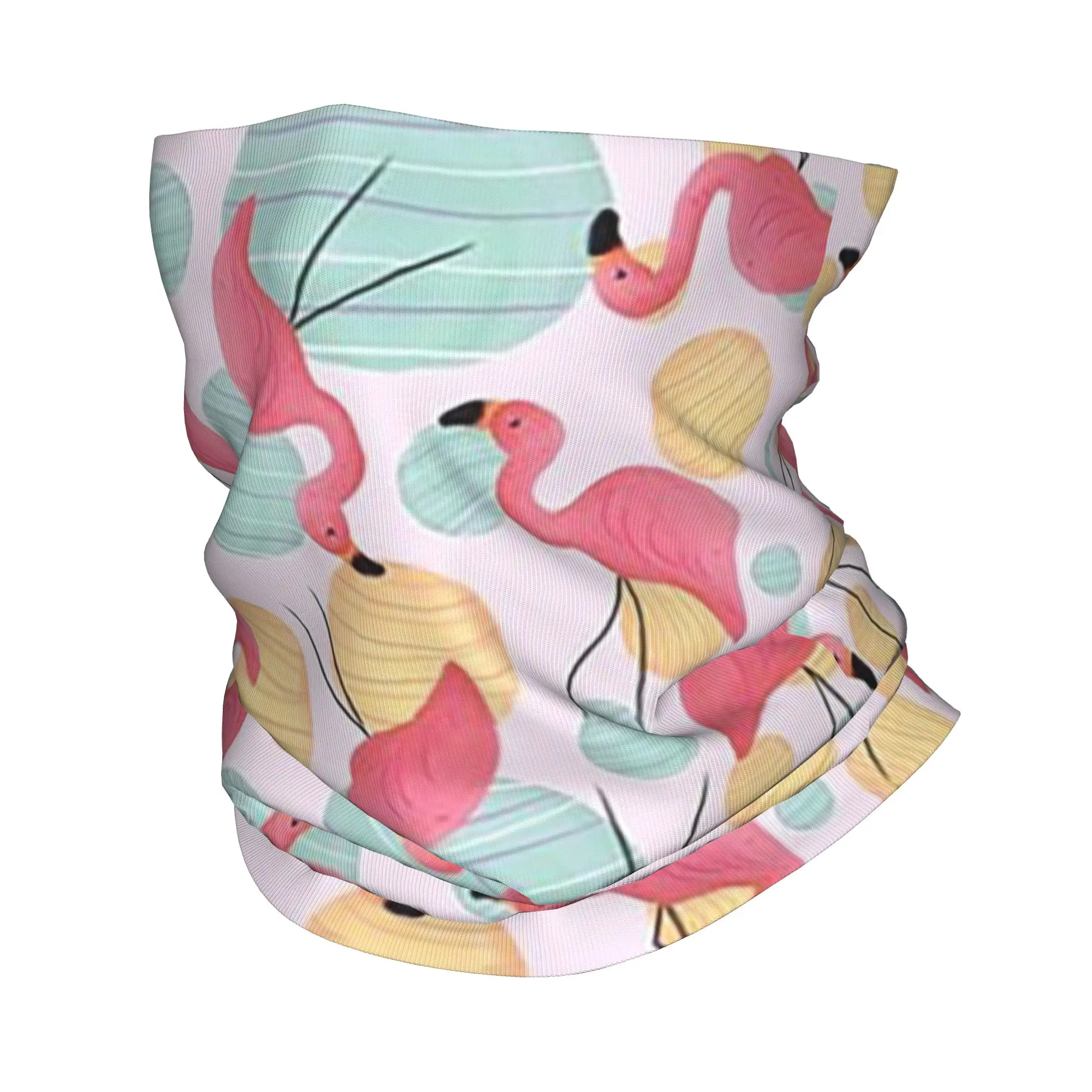 Summer Flamingos and Party Lights Bandana Neck Gaiter Printed Wrap Mask Scarf Multi-use Balaclava Riding Unisex Adult