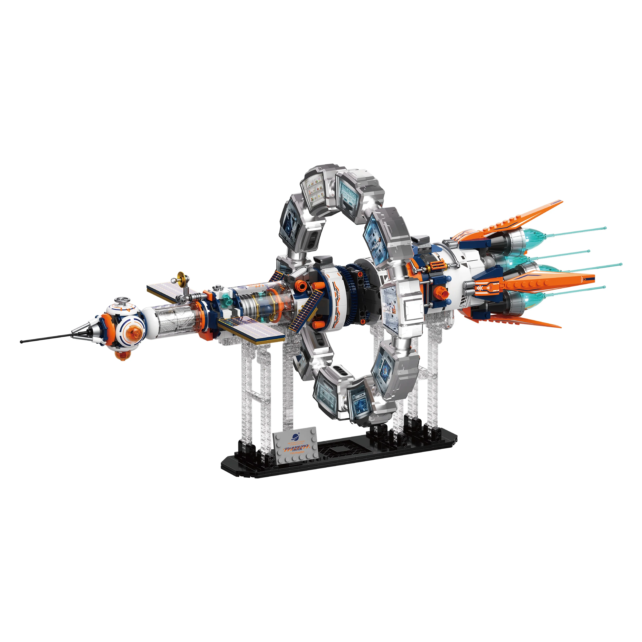 CK028 سلسلة الفضاء الكهربائية الدورية الفجر ستار حلقة محطة الفضاء اللبنات مجموعة نموذج الجمعية لعبة الصبي هدية عيد ميلاد