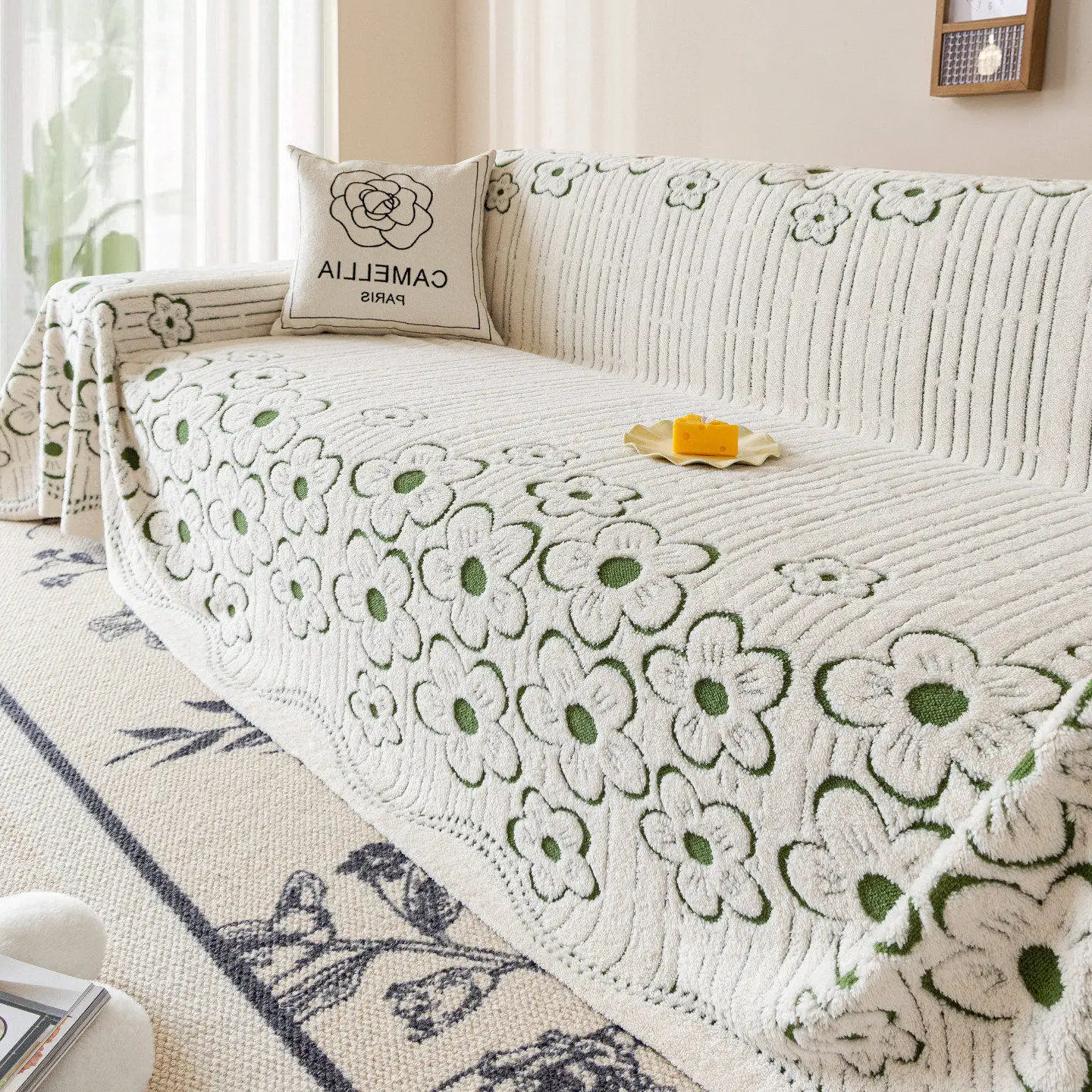 

Новогодний флисовый чехол-накидка на диван с полным покрытием, устойчивый к царапинам кошачьими когтями, для гостиной, коллекция 2026