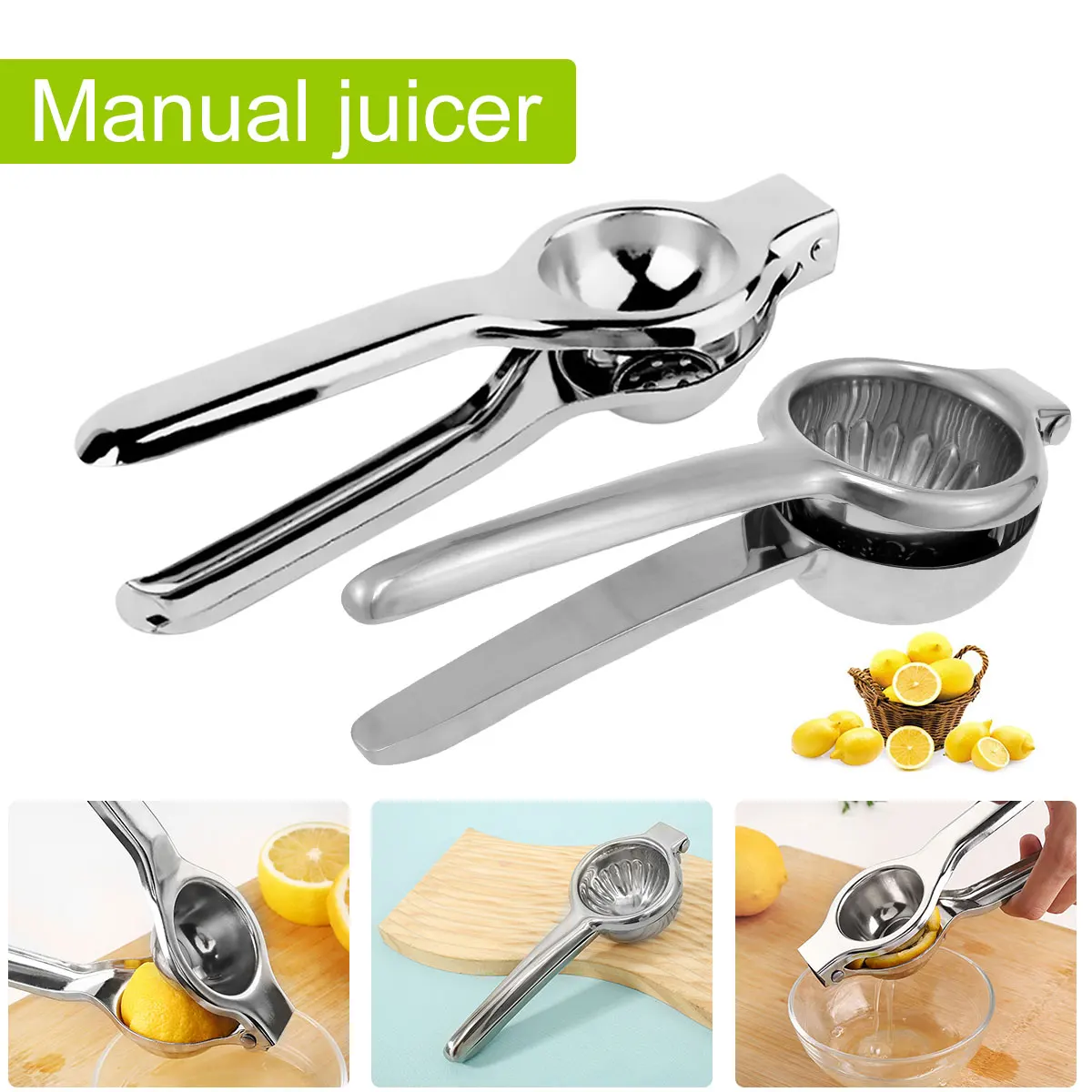 1/2Pcs Lemon Squeezer Stainless Steel Manual Juicer Portable Lemon Clip Fruit Citrus Pressing Tools for Kitchen Accessories