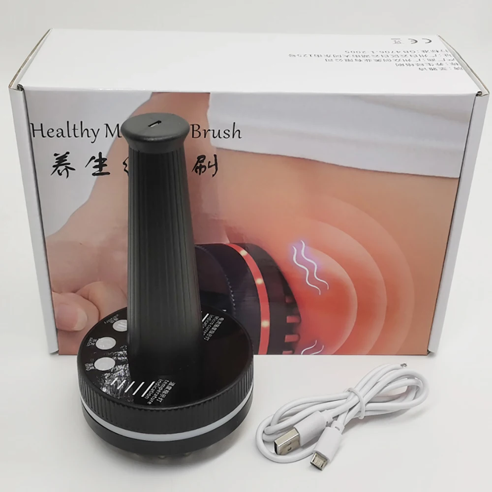 Electric Meridian Brush Body Gua Sha Massager Vibrate Microcurrent Hot Compress Scraping Lymphatic Drainage Machine Fat Burner