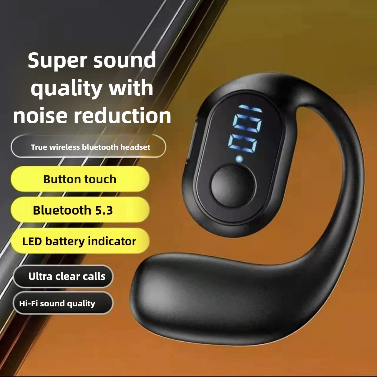 New Battery Display Ultra-clear Phonecall Bluetooth Headset Wireless Single-ear Earbuds for Running Driving Super Sound Earphone