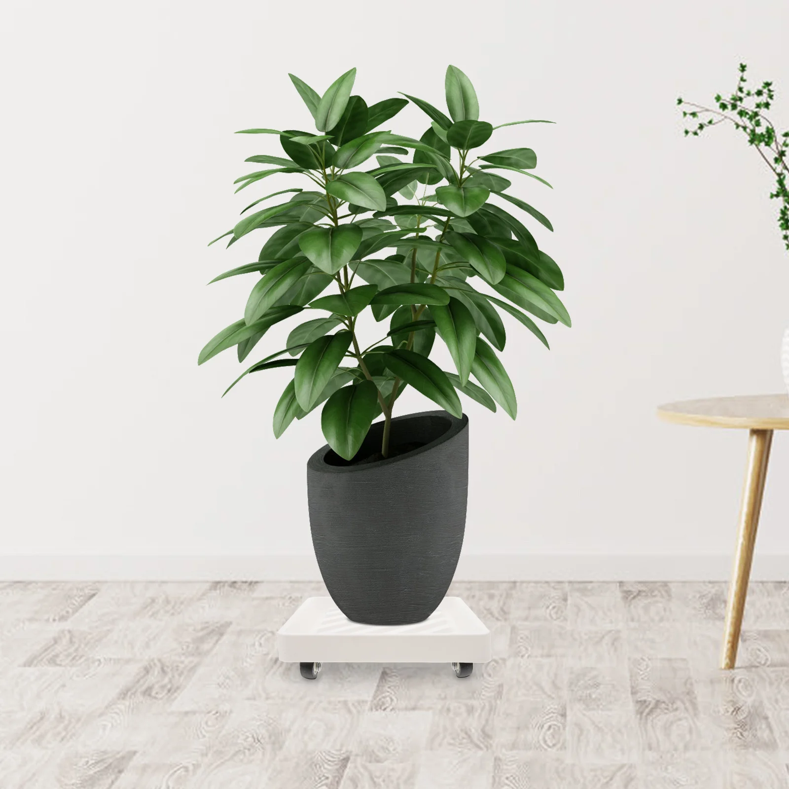 

1pc Square Planter Stand On Wheels Heavy Duty Plant Dolly Hidden Casters Water Storage Tray For Potted Plants Movable Flower