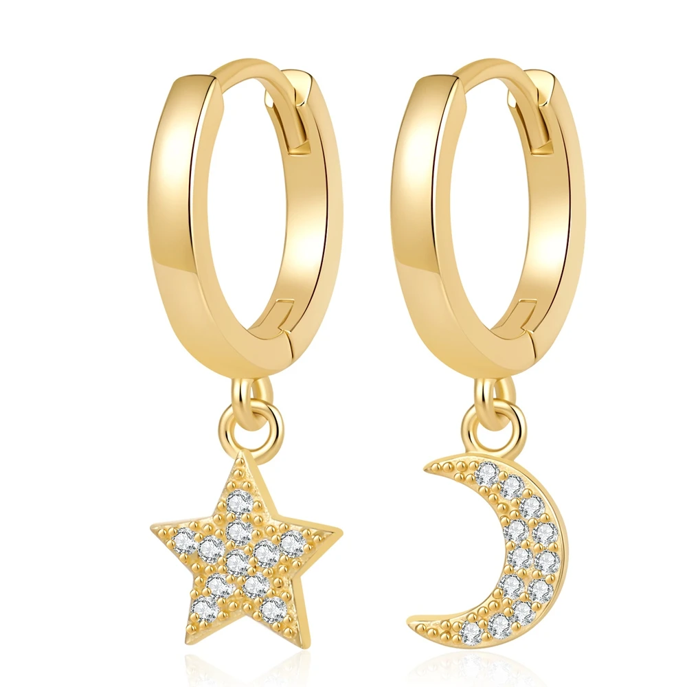 D Color all Moissanite Earrings S925 Sterling Silver Plated with 18K Gold Ear Studs for Woman Party Jewelry Gift