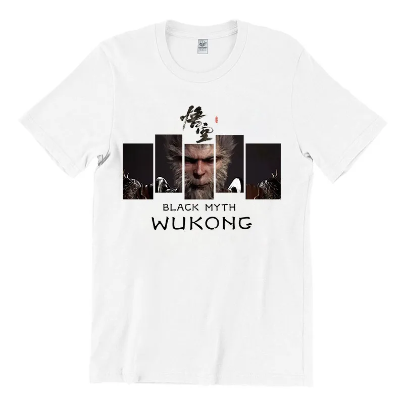 Black Myth Wukong T Shirt 6 Eared Macaque New Game Pure Cotton Aesthetic Shirt Men Women Short Sleeved Casual Tee Streetwear