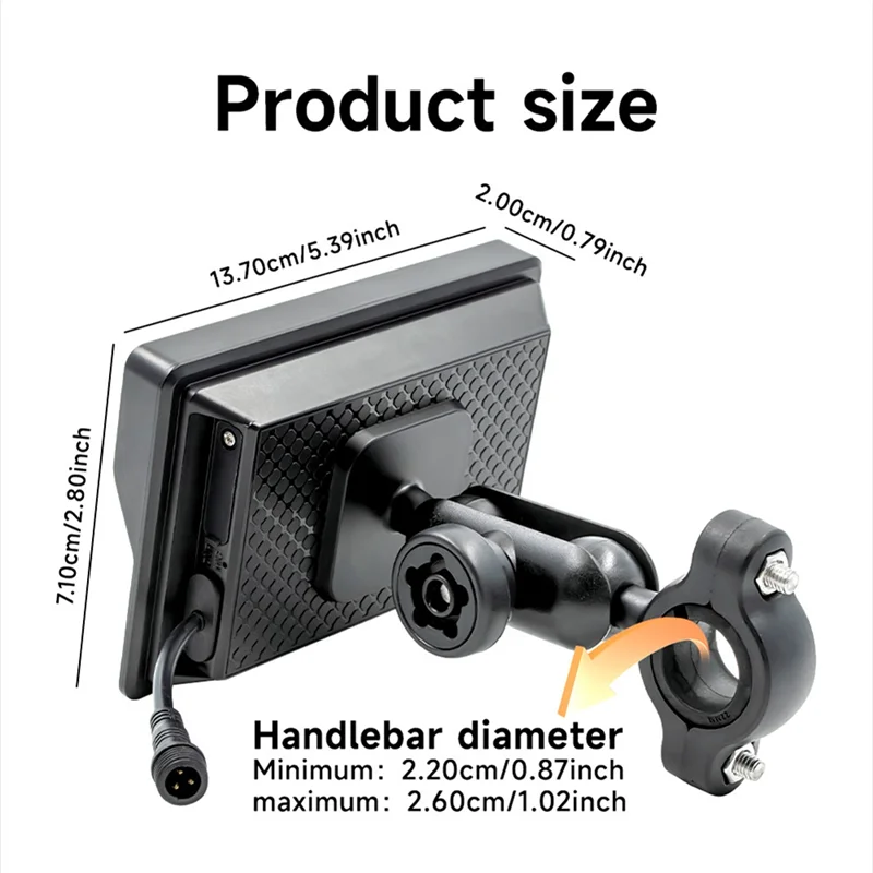 Leading-Edge-Portable Wireless Motorcycle Carplay Screen 5" Touchscreen Multimedia Player Motorcycle Navigation System