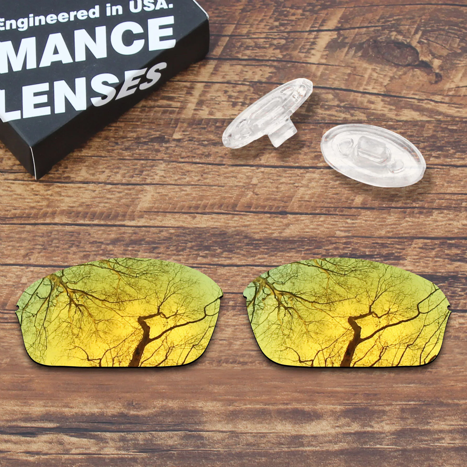 

Millerswap Resist Seawater Corrosion Polarized Gold Mirrored Replacement Lens &Clear Nose Pads for Oakley Half Wire 2.0