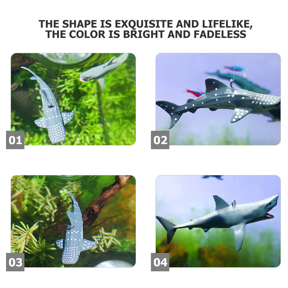 

3Pcs Lifelike Shark Aquarium Floating Decor Fish Tank Ornament Exquisite Design Easy Install Dynamic Environment