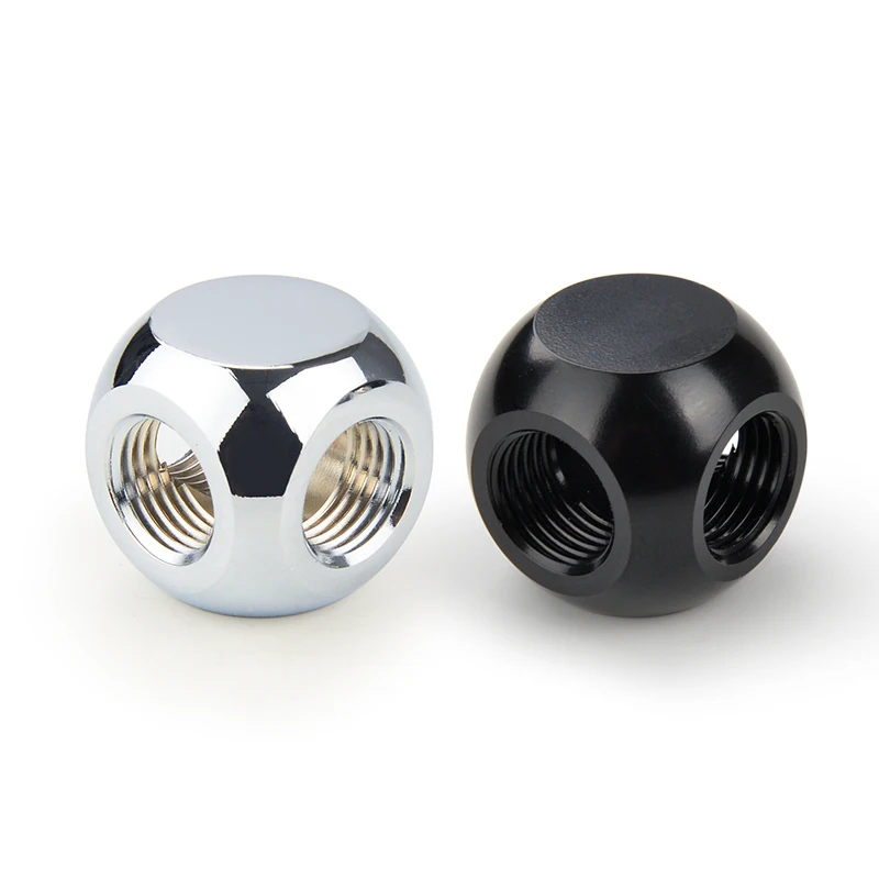 Syscooling G1/4 3way fitting copper material silver color black color ball tee connector for PC water cooling