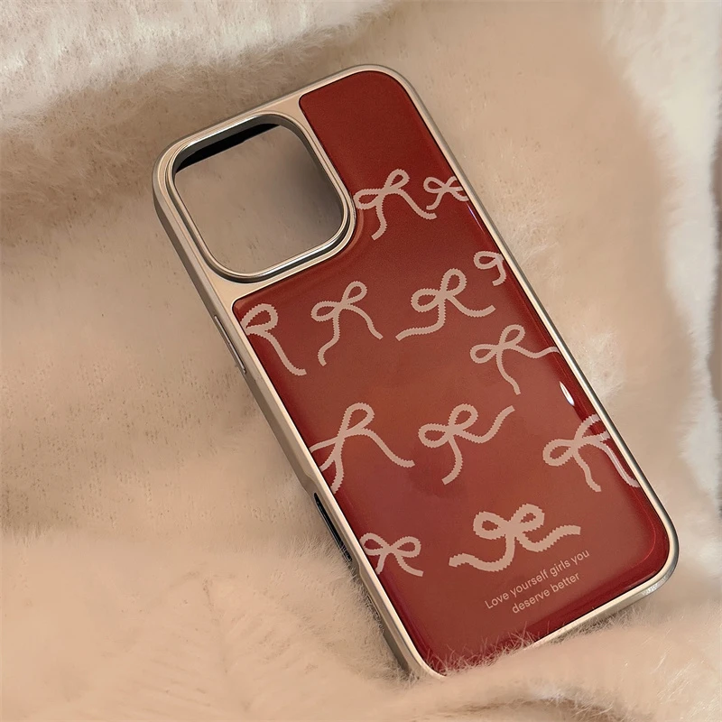 빨간색 리본 패턴 실리콘 폰 케이스 아이폰 17 에어 16 15 프로 맥스 14 13 XR 11 12 13 15 플러스 호환