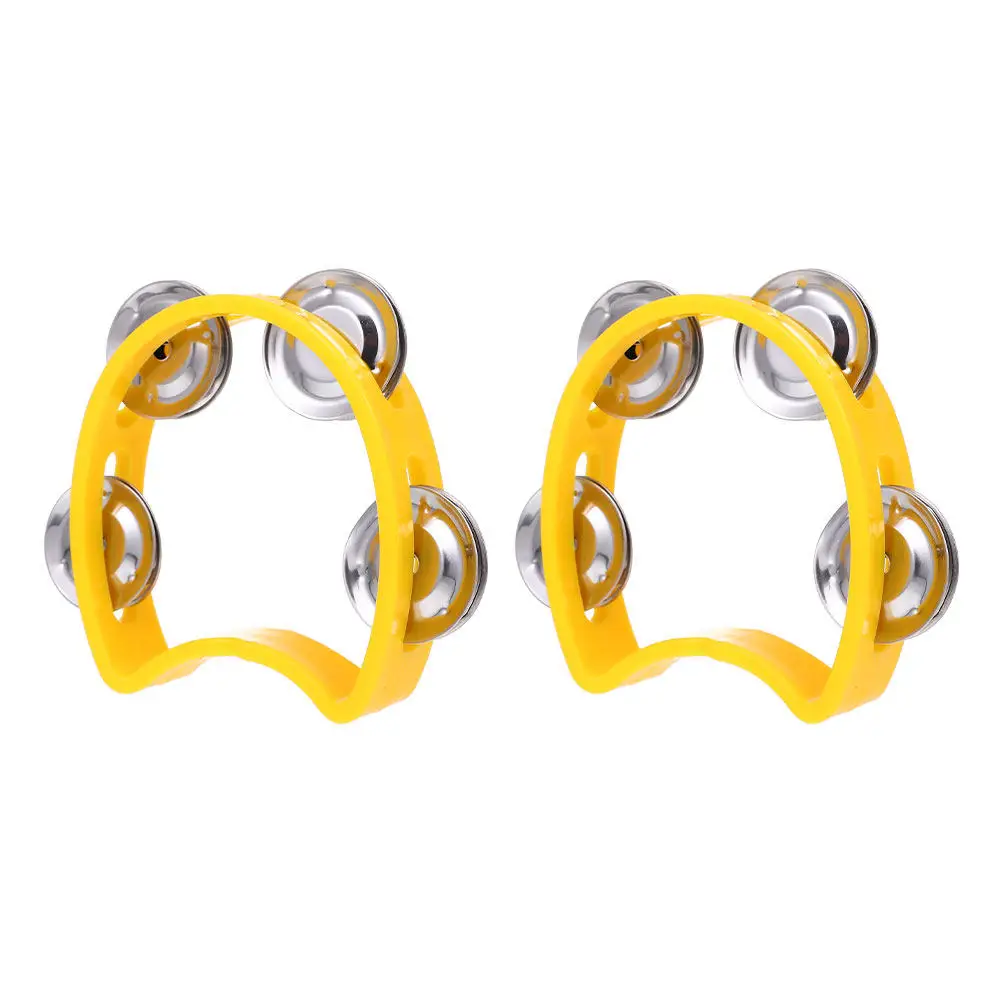 2Pcs Hand Shaking Tambourines Lightweight Portable Educational Music Props for Kids Party Classroom Rhythm Percussion Handbells