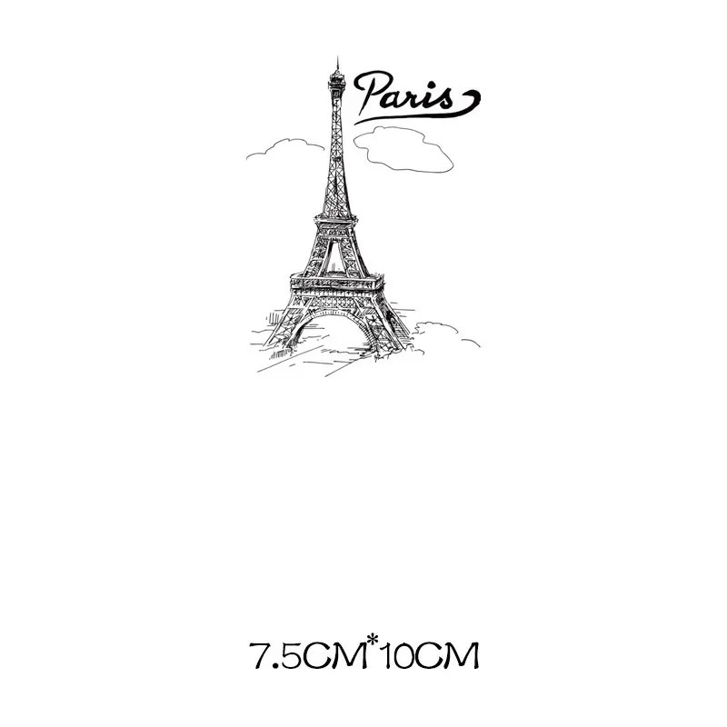 2 sztuk/partia termiczne naklejki termotransferowe wieża eiffla na topliwe łaty do prasowania w aplikacji do prasowania ubrań